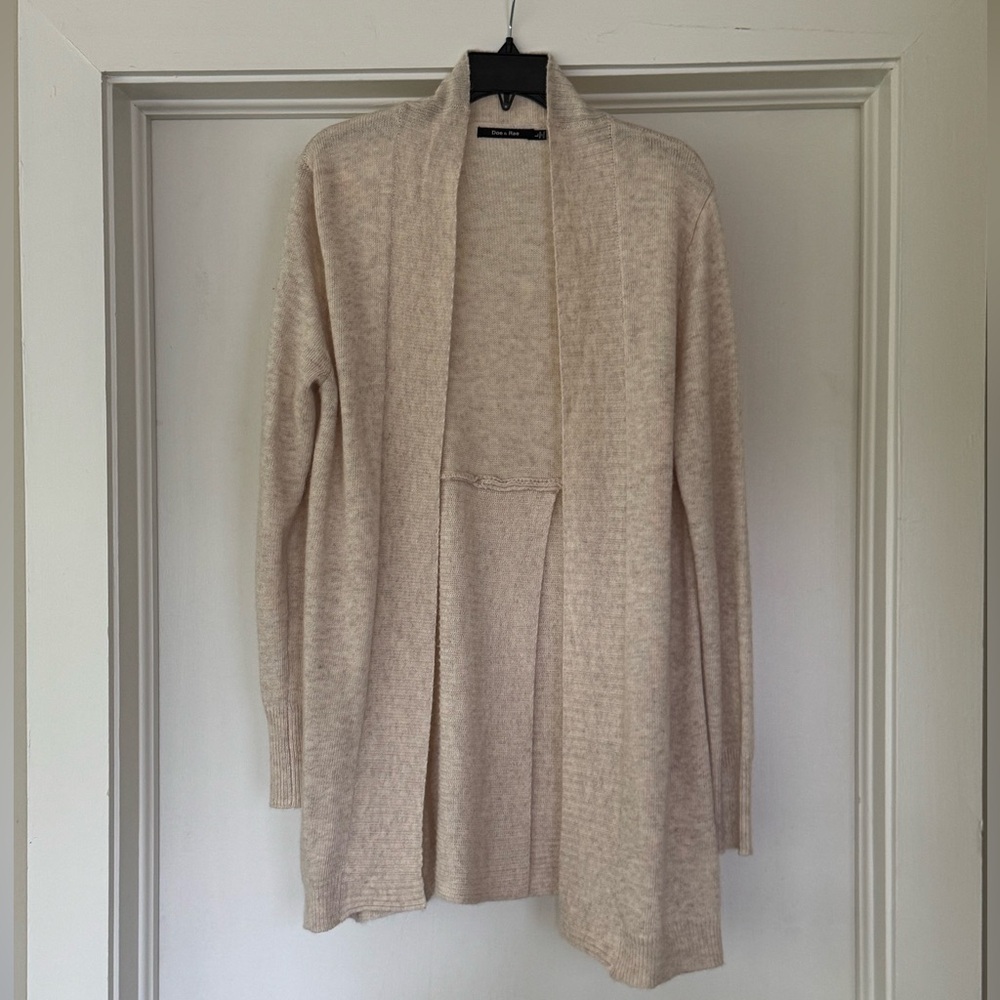 Doe & Rae Ribbed Detail Cream Cardigan with Split Back